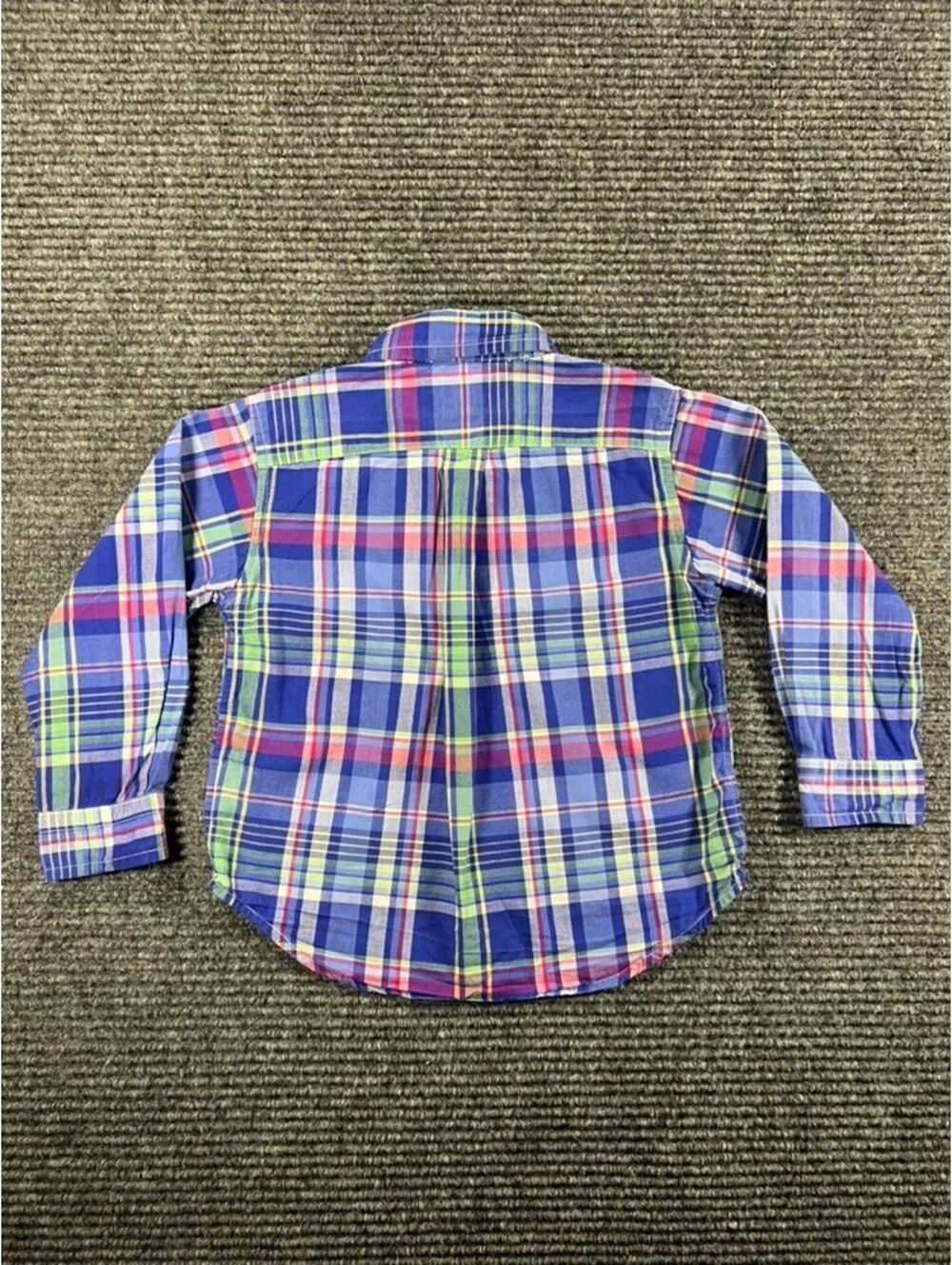 Ralph Lauren Baby Boys' 24M Blue Plaid Button-Down 100% Cotton Dress Shirt